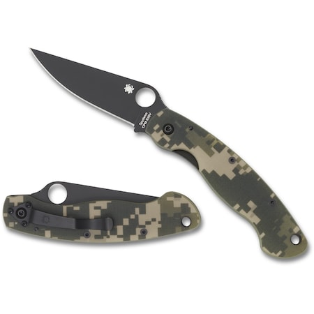 Spyderco 2024 Spyderco Military Model G-10 Camo Black Blade Plain SPY-C36GPCMOBK
